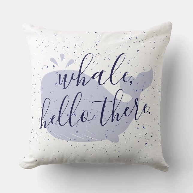 Blue Whale, Hello There Two-Toned Throw Pillow (Front)