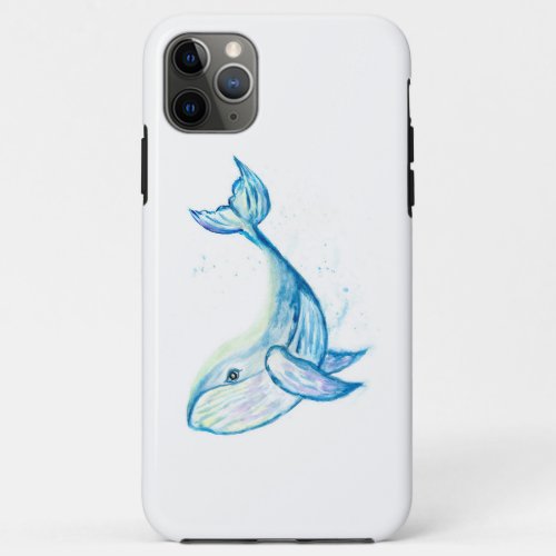 Blue whale in watercolors iPhone 11 pro max case