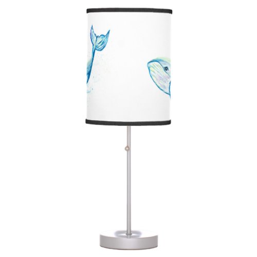 Blue whale in watercolors table lamp