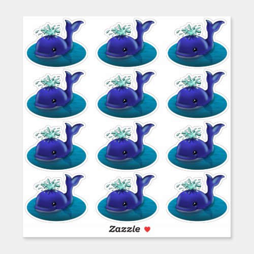 Blue Whale Kawaii Sticker