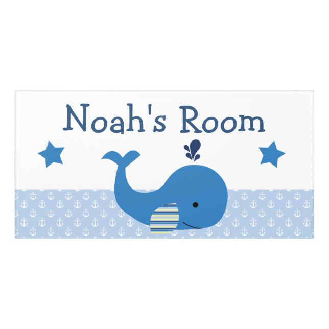 Blue Whale Kid's Nursery Door Sign (Classic Front)