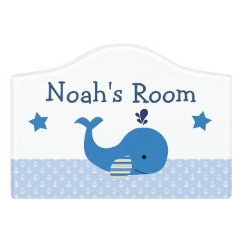 Blue Whale Kid's Nursery Door Sign by Personalizedbydiane at Zazzle