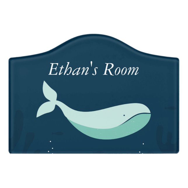 Blue Whale Kids Room Door Sign (Small Crest Front)