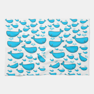 blue whale kitchen hand towel