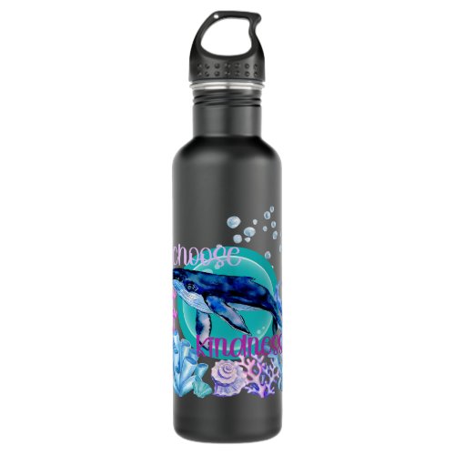 Blue Whale Lover Choose Kindness Inspirational Wat Stainless Steel Water Bottle