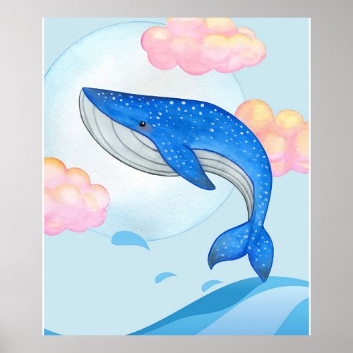 Blue Whale Lovers  Cute Blue Whale Funny Gifts Poster