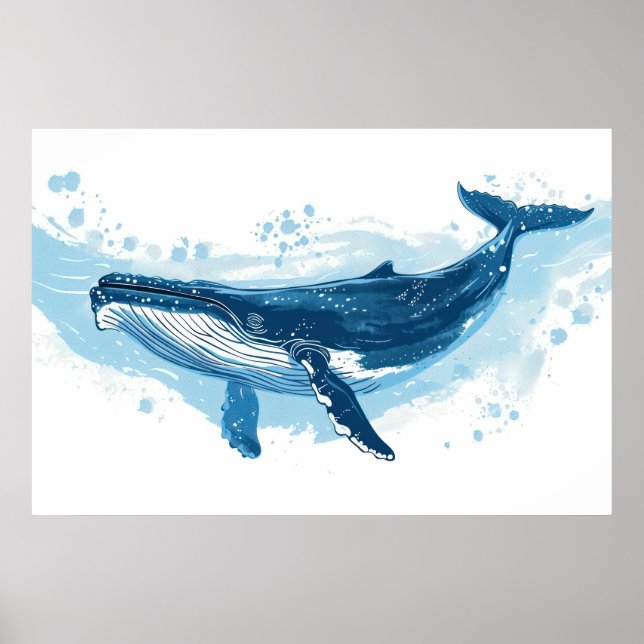 Blue whale mammal swimming   poster (Front)