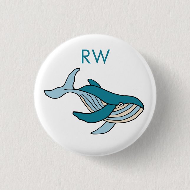Blue Whale Monogram  Button (Front)