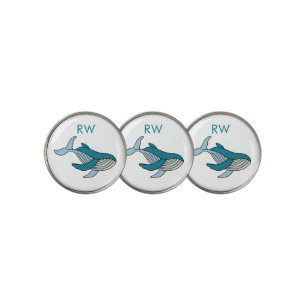 Blue Whale Monogram  Golf Ball Marker