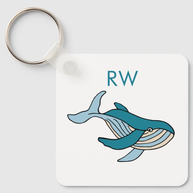 Blue Whale Monogram  Keychain (Front)