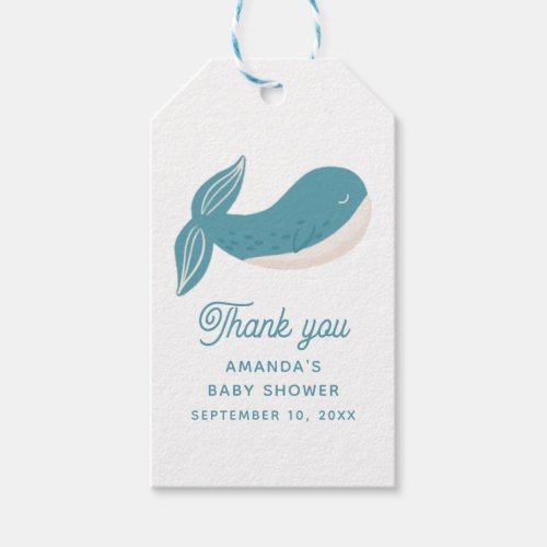 Blue whale Nautical animal baby shower thank you Gift Tags