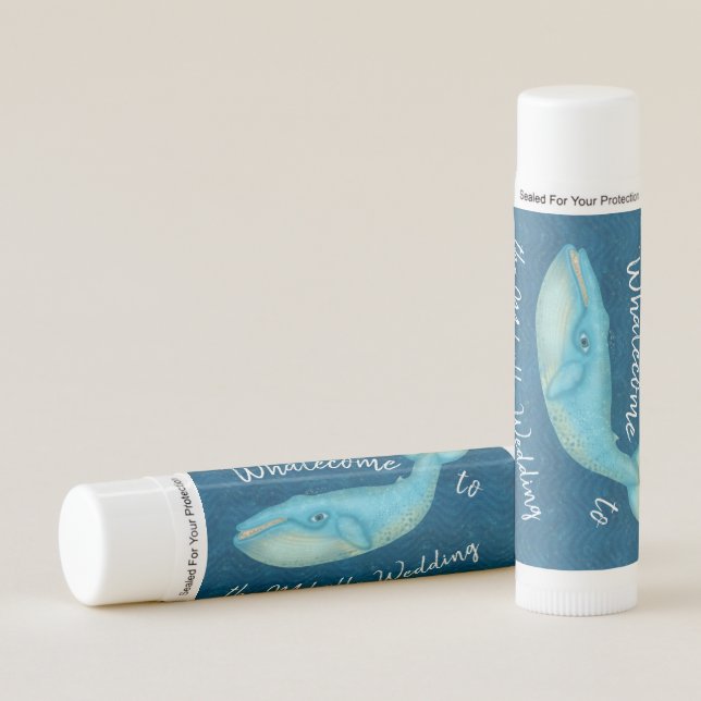 Blue Whale Nautical Beach Ocean Seaside Wedding Lip Balm (Front)