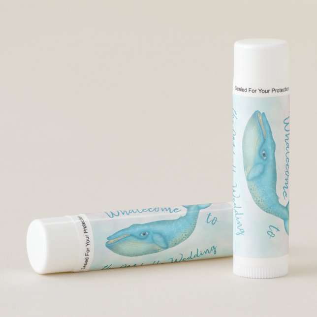 Blue Whale Nautical Beach Ocean Seaside Wedding Lip Balm (Front)