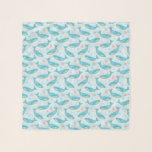 Blue Whale Nautical Beach Ocean Shells Pattern Scarf<br><div class="desc">The pretty nautical design includes an original,  hand-made whale pattern in pretty teal blue with hints of coral pink and a light blue,  dreamy background. Cute little nautilus shells,  anchors,  coral,  lobsters,  ship wheels,  and starfish dot the spaces between swimming blue whales.</div>