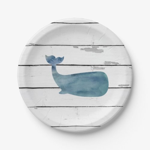 Blue Whale Nautical Beach Shiplap Paper Plates