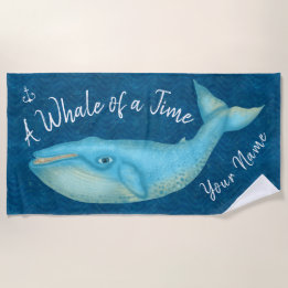 Blue Whale Nautical Beach Time Personalized Ocean Towel