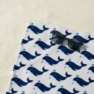 Blue Whale, Nautical Beach Towel