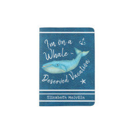 Blue Whale Nautical Beach Vacation | Custom Name Passport Holder