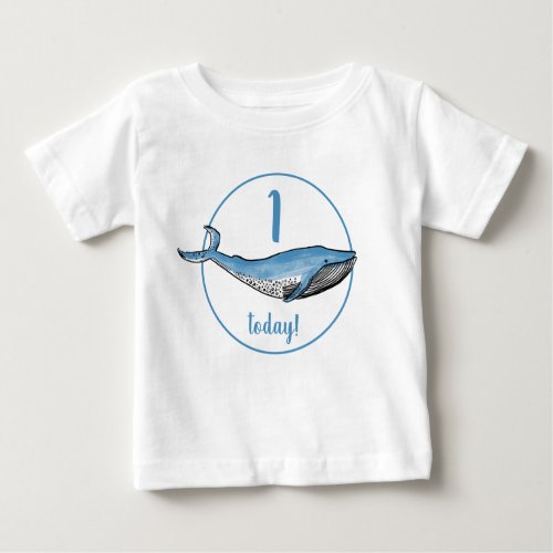Blue Whale Nautical Navy 1st Birthday Boys  Baby T_Shirt