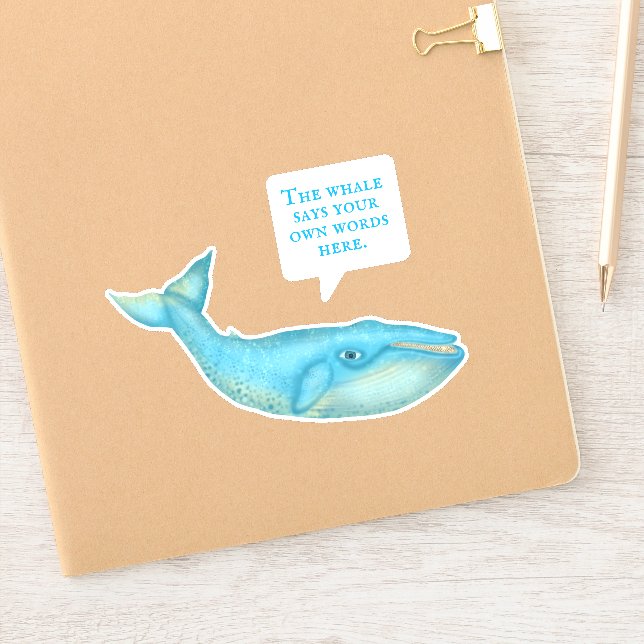 Blue Whale Nautical Personalized Speech Bubble Sticker (Notebook)