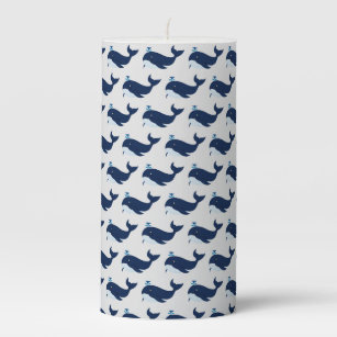Blue Whale, Nautical Pillar Candle