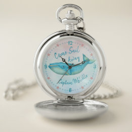 Blue Whale Nautical Sea Sailor | Boat Captain Name Pocket Watch