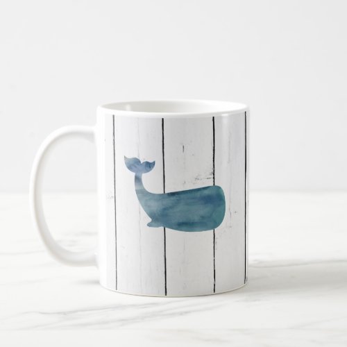 Blue Whale Nautical Shiplap Rustic Coffee Mug