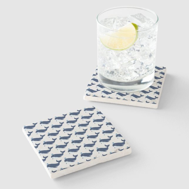 Blue Whale, Nautical Stone Coaster (Side)