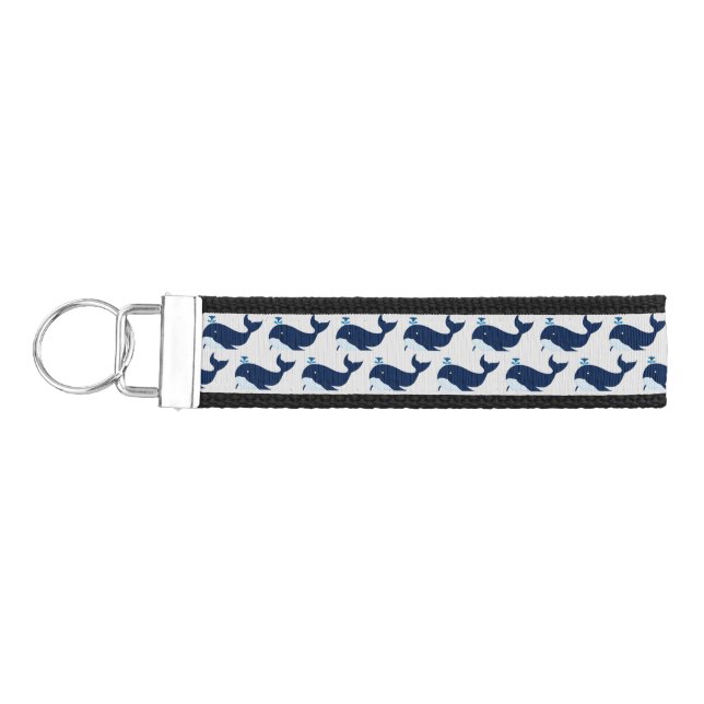 Blue Whale, Nautical Wrist Keychain (Keys on Left)