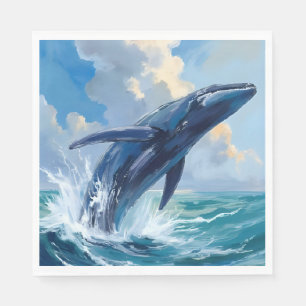 Blue Whale Ocean Animal Painting Napkins