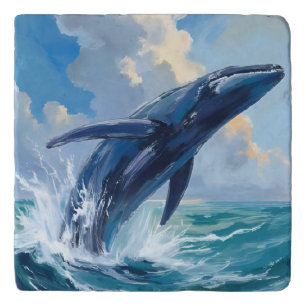 Blue Whale Ocean Animal Painting Trivet