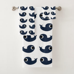 Blue Whale Ocean Coastal Decor Bath Towel Set