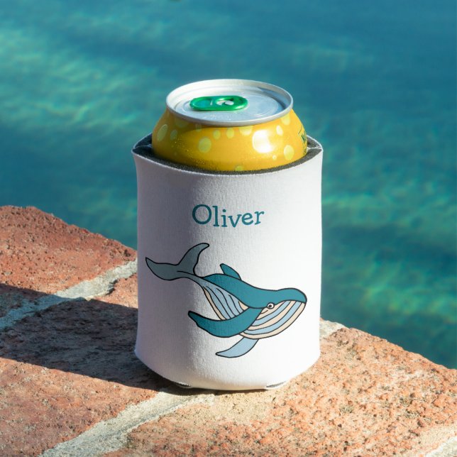 Blue Whale Ocean Personalized Name Can Cooler (In Situ Pool)