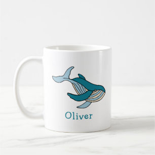 Blue Whale Ocean Personalized Name Coffee Mug