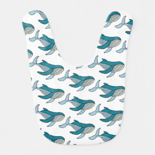 Blue Whale Pattern Baby Bib