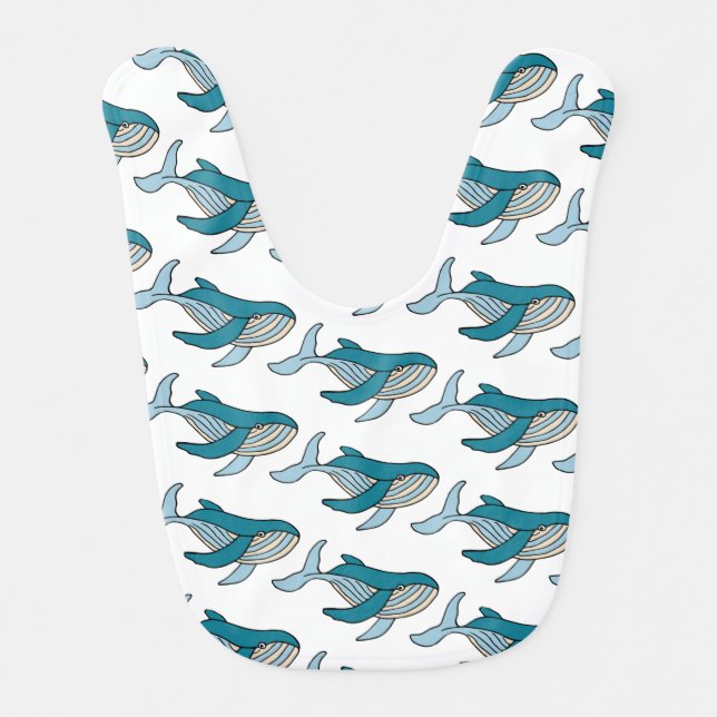 Blue Whale Pattern Baby Bib (Front)