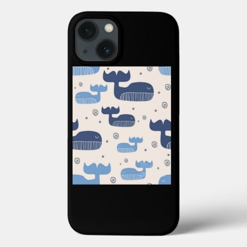 Blue Whale Patterns iPhone 13 Case