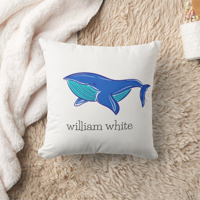 Blue Whale Personalized Throw Pillow (Blanket)