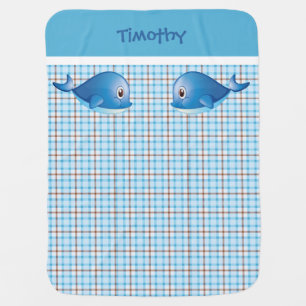 Blue Whale Plaid Baby Blanket