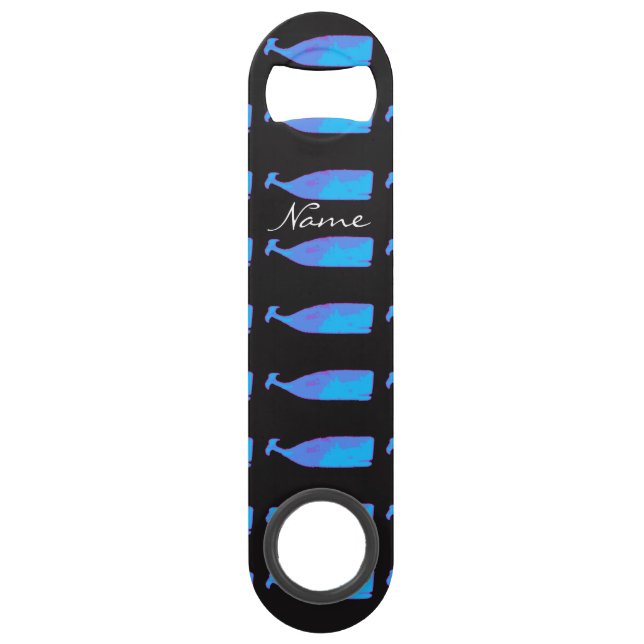 blue whale pod on any color speed bottle opener (Front)