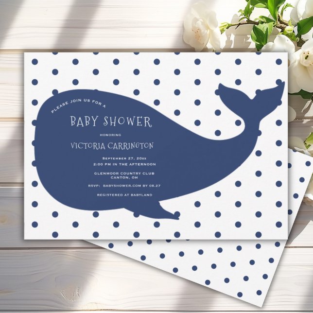 Blue Whale Polkadot Baby Shower  Invitation (Creator Uploaded)