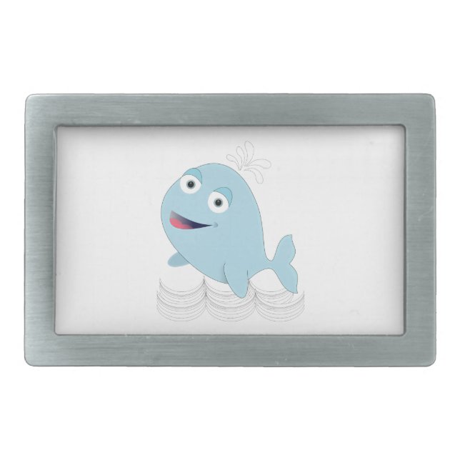 Blue Whale Rectangular Belt Buckle (Front)