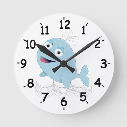 Blue Whale Round Clock