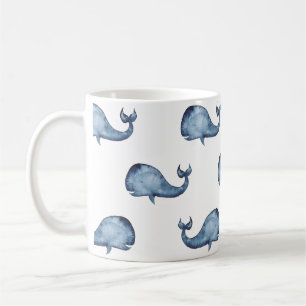 Blue whale. Sea animal. Nautical navy pattern Coffee Mug