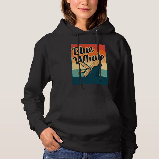 Blue Whale Sea Diving Maritime Waves Nature Protec Hoodie (Front)