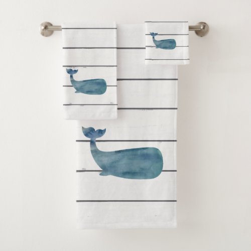 Blue Whale Shiplap Bath Towel Set