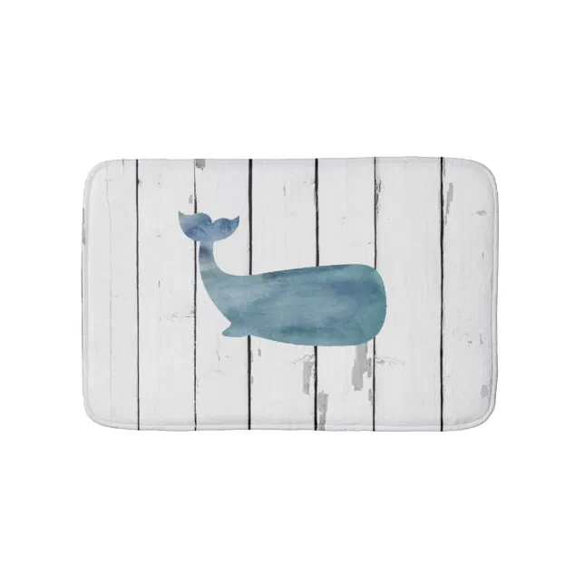 Blue Whale Shiplap Bathroom Decor Bath Mat | Zazzle