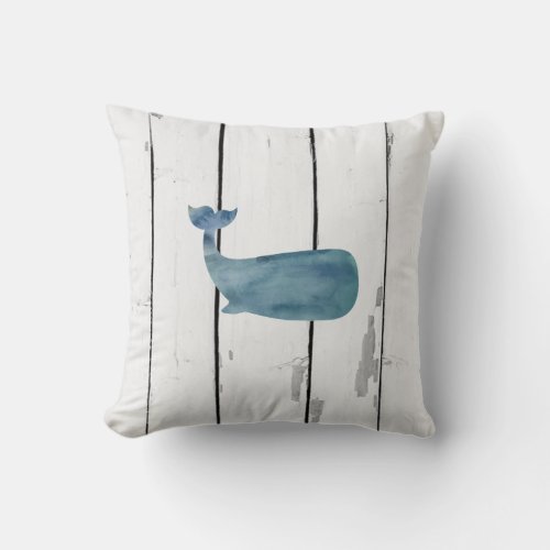 Blue Whale Shiplap Rustic Beach Decor Lumbar Pillo Throw Pillow