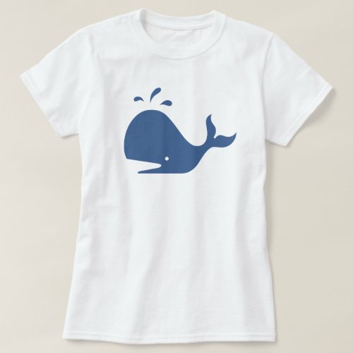Blue Whale Silhouette Minimalist Graphic T_Shirt