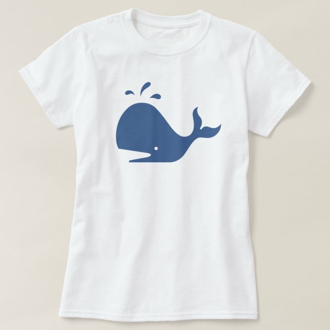 Blue Whale Silhouette Minimalist Graphic T-Shirt (Design Front)